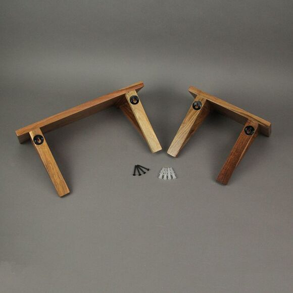 Set of 2 Acacia Wood Wall Shelves With Mounting Hardware - Picture 5 of 5